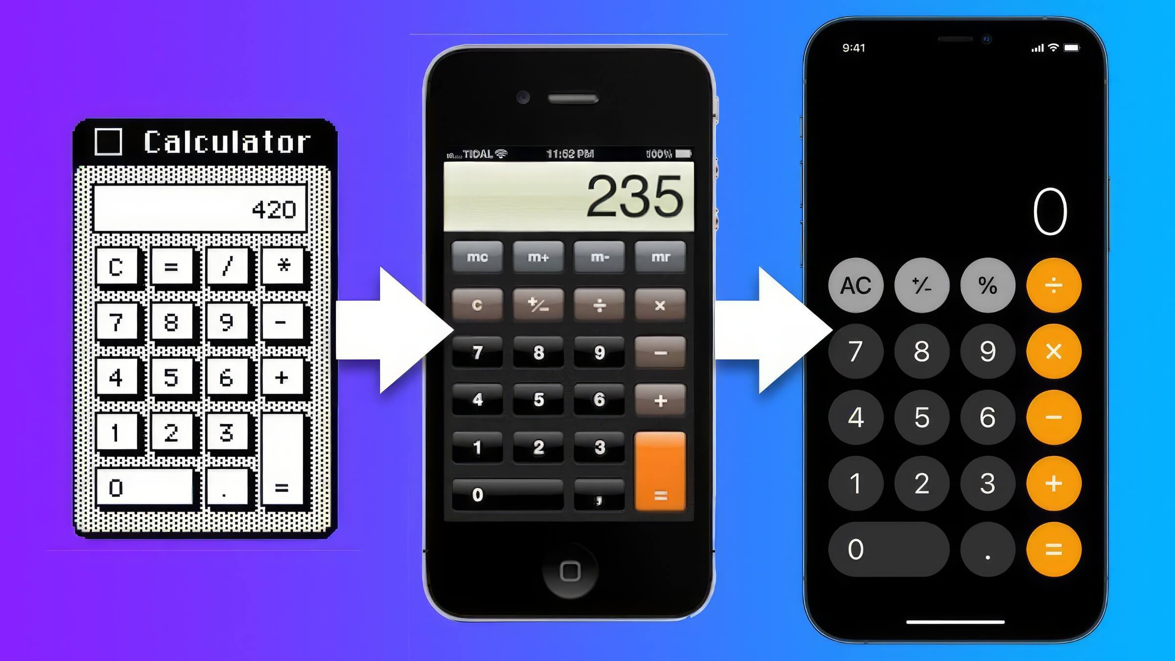 Evolution of the Calculator App from the MacOS to iOS