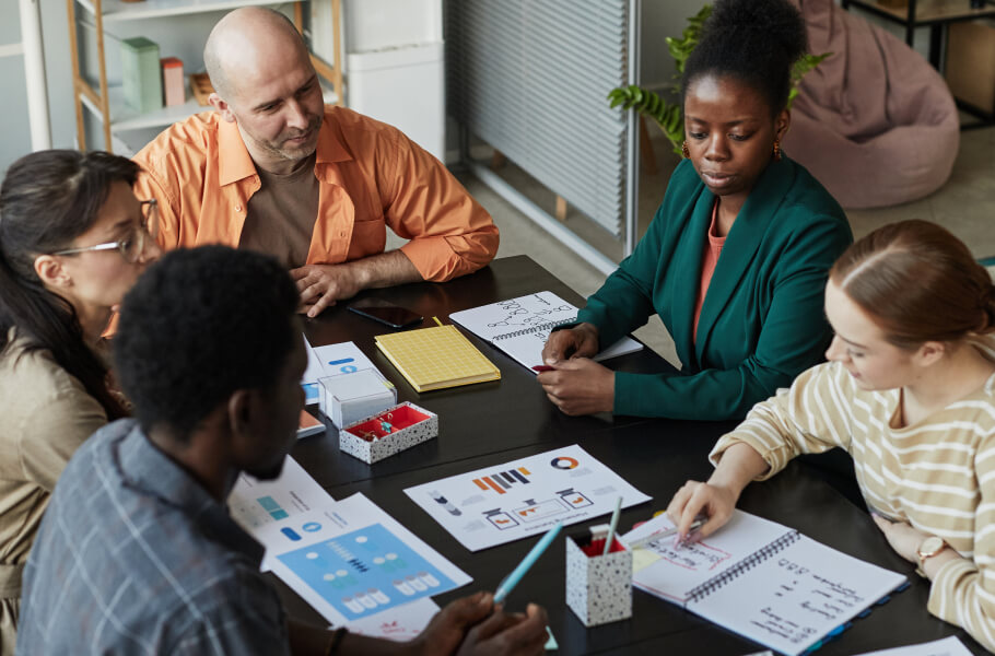 A group of people creating a plan