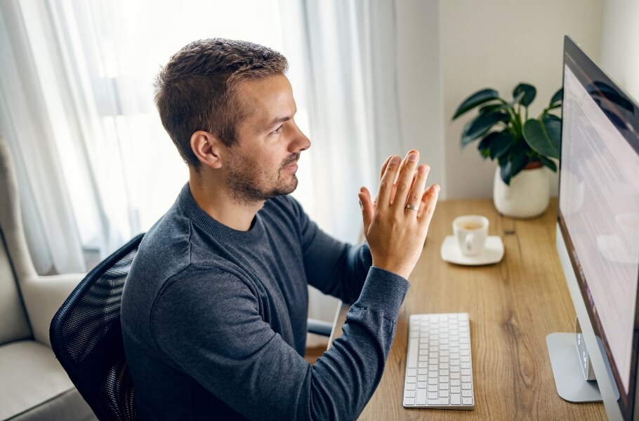 A man front in the monitor