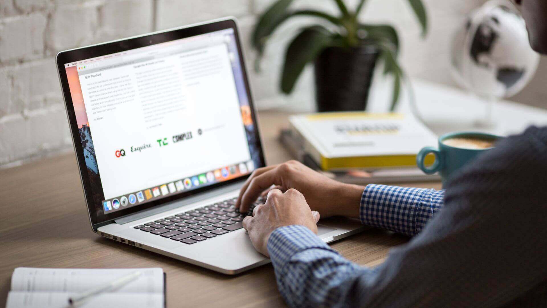 A person checking emails