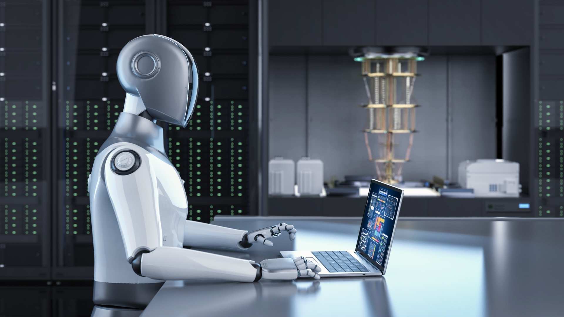 AI Robot using a laptop