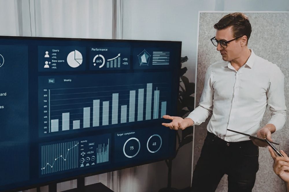 B2B analyst presenting the data