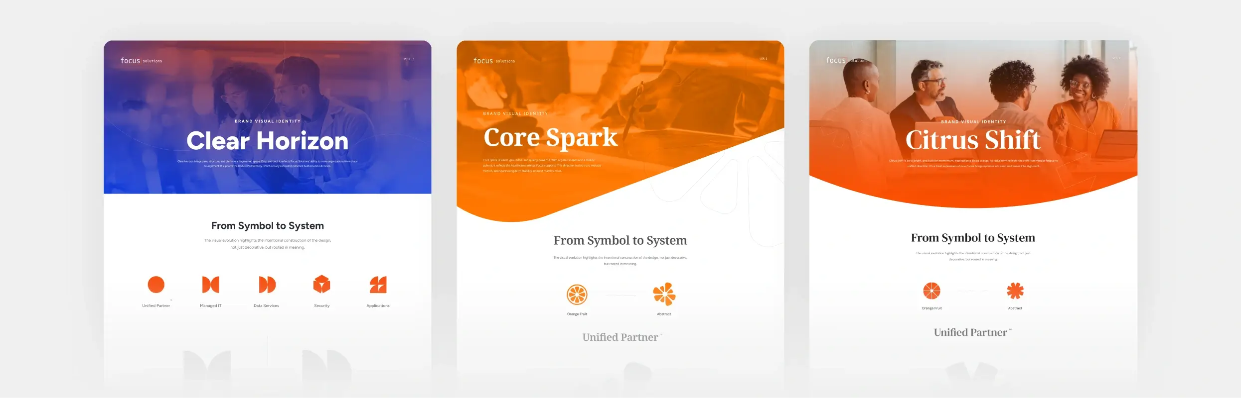 Brand concept boards showcasing three creative visual directions