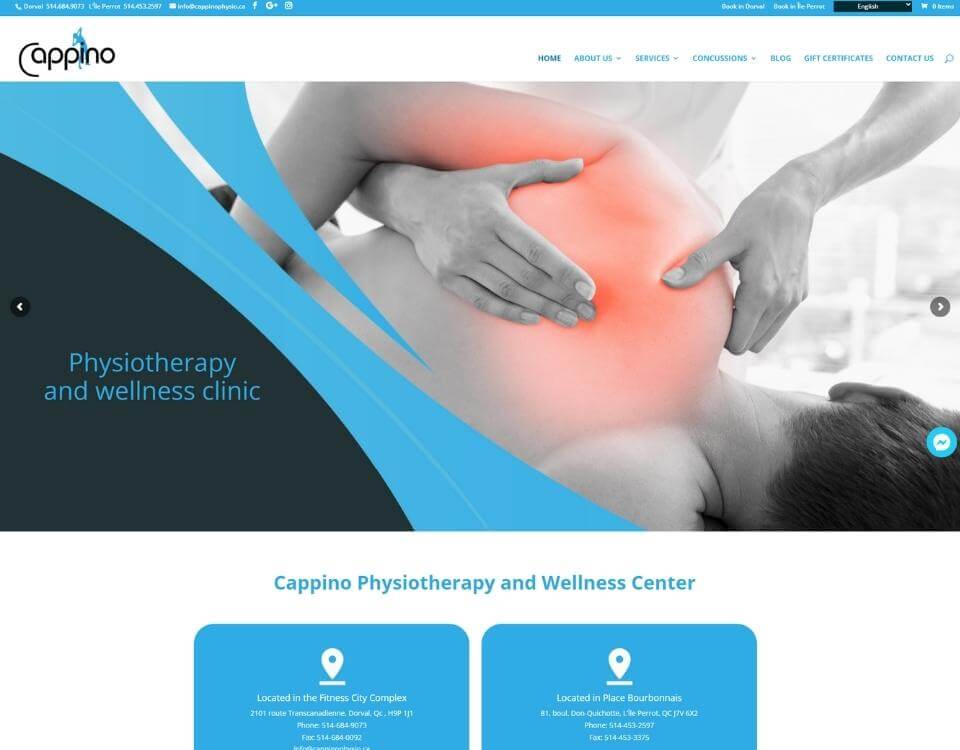 Cappino Physiotherapy and Wellness Center homepage