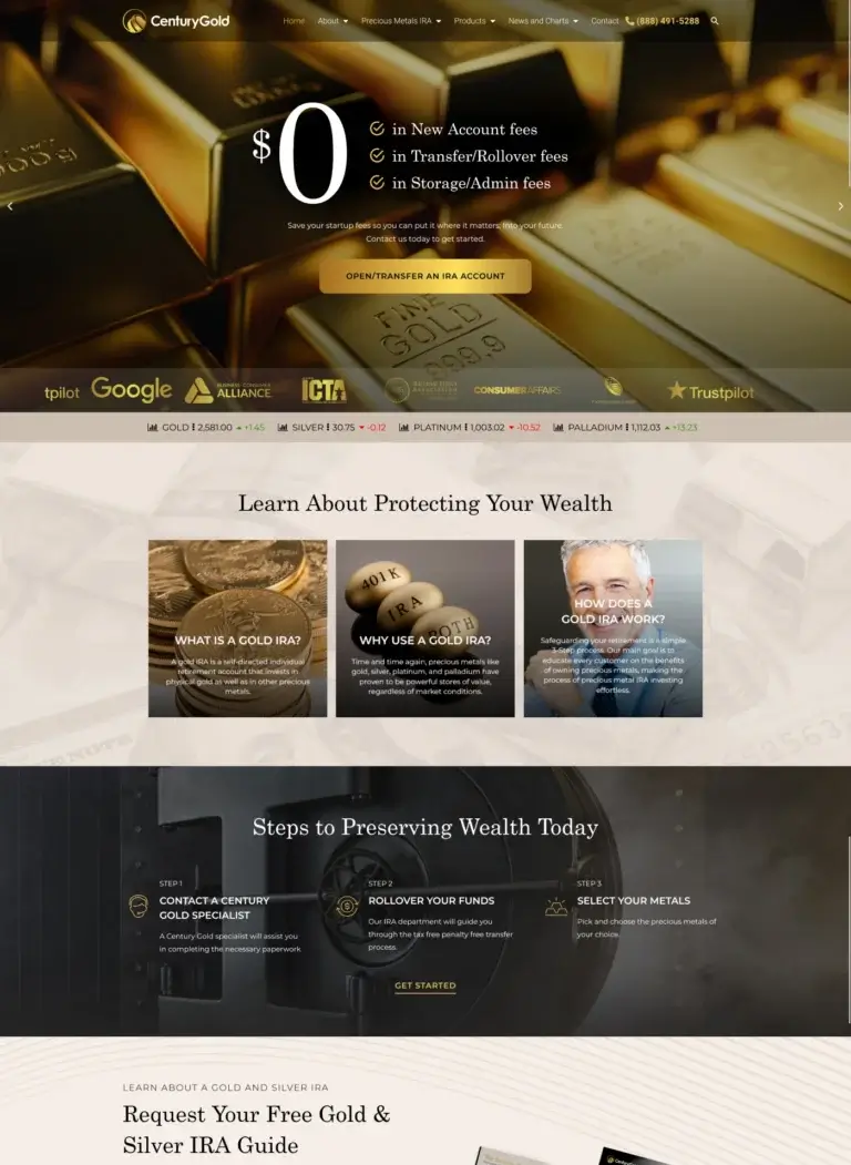 Century Gold Homepage desktop