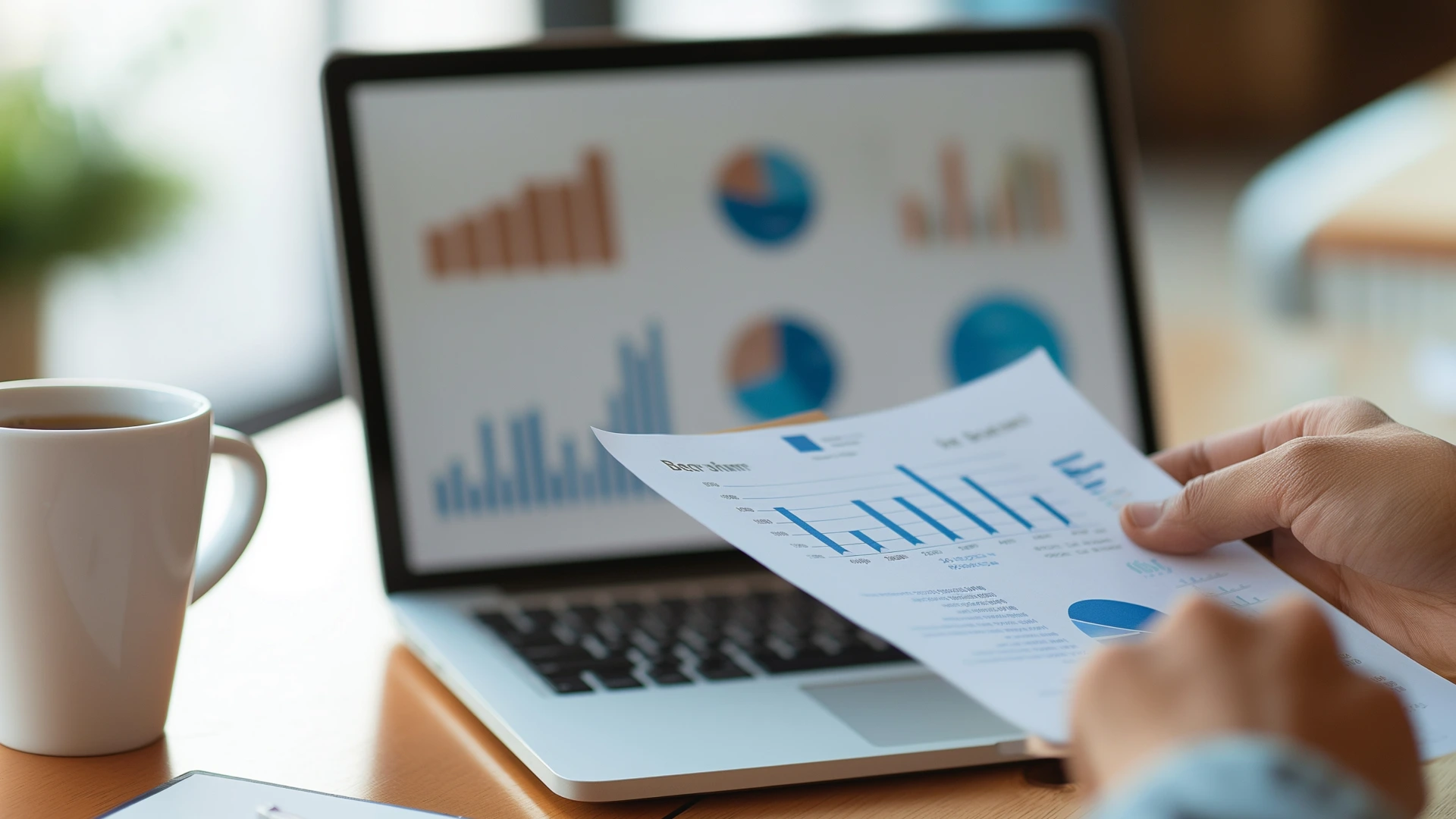 Close-up of Hands Holding Financial Data