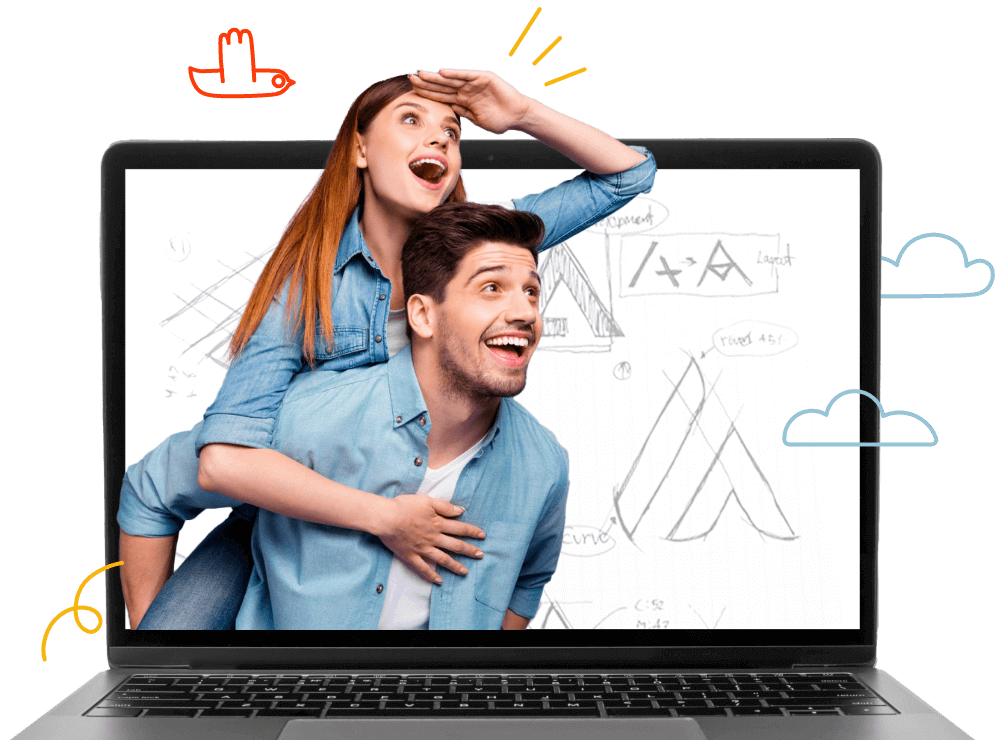 Couple in a laptop