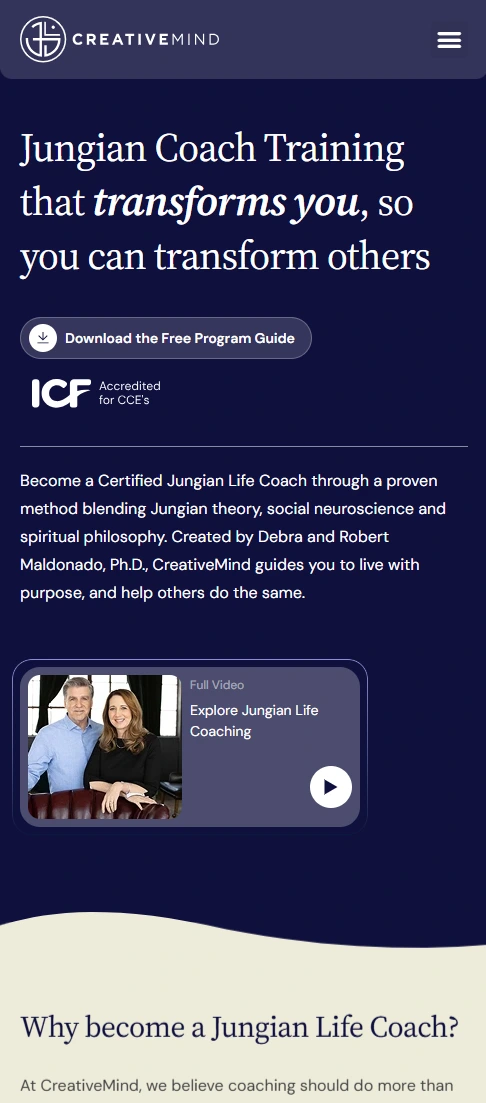 CreativeMind Homepage Mobille