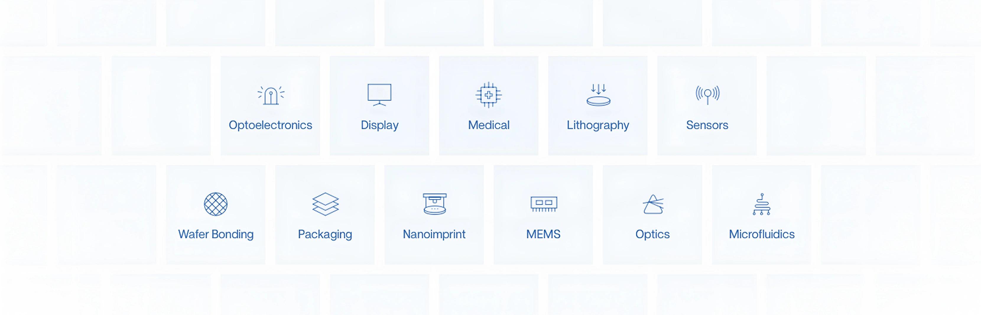 Grid of industry applications with technology category icons