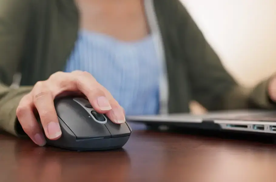 Hand using a computer mouse