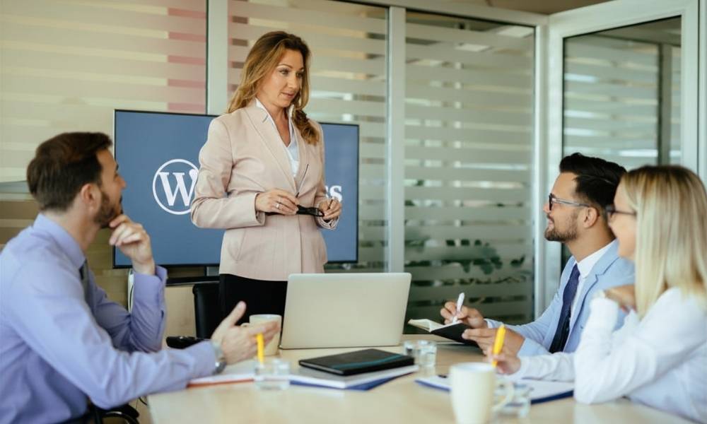 In the meeting room showing WordPress is the right platform