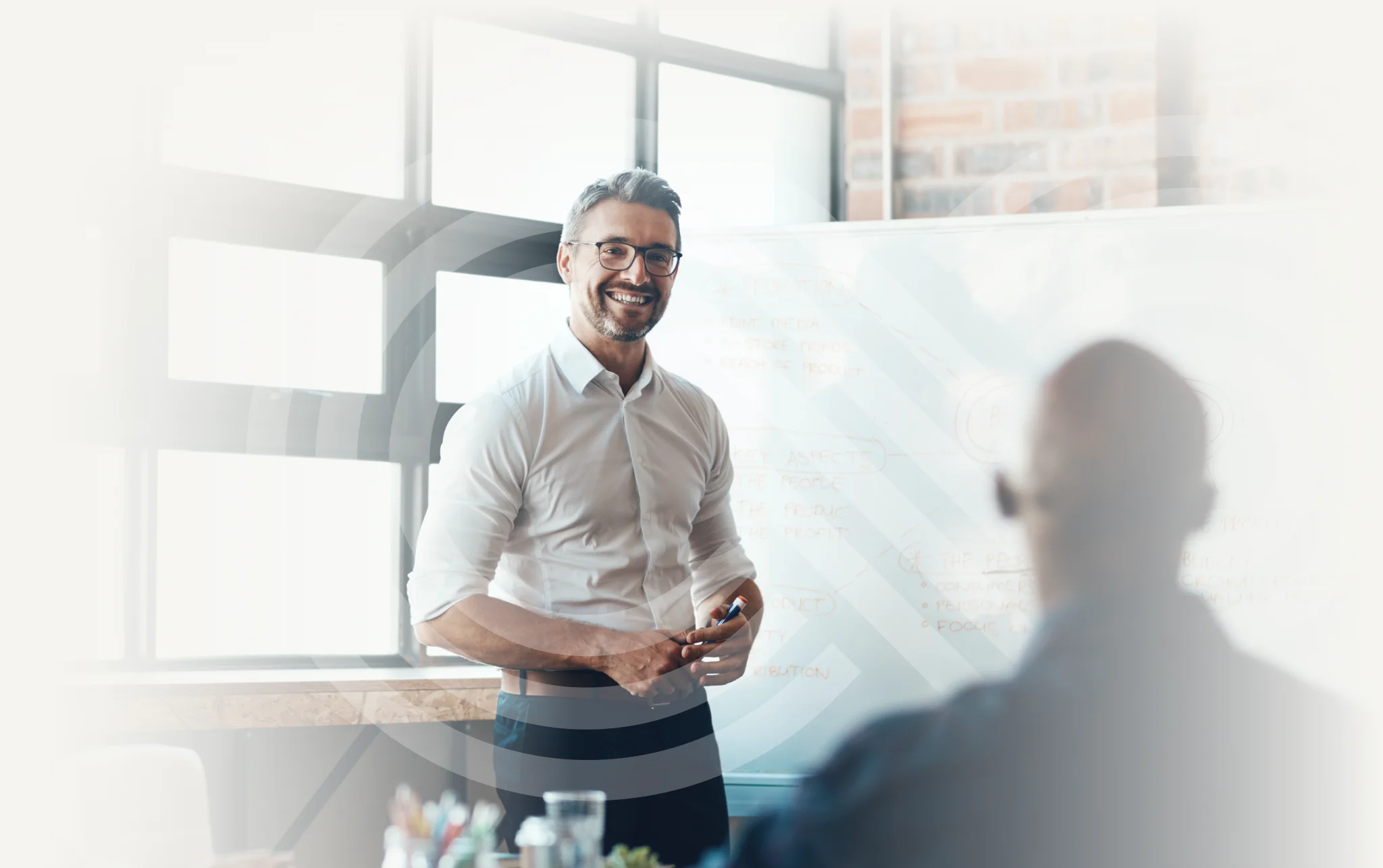 Man giving a presentation in an office