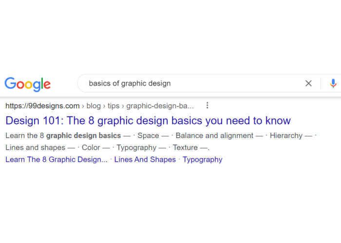 google search query for basics of graphic design