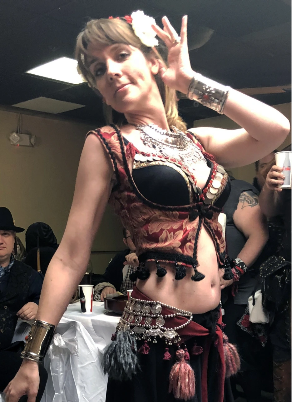 Michelle wearing a costume