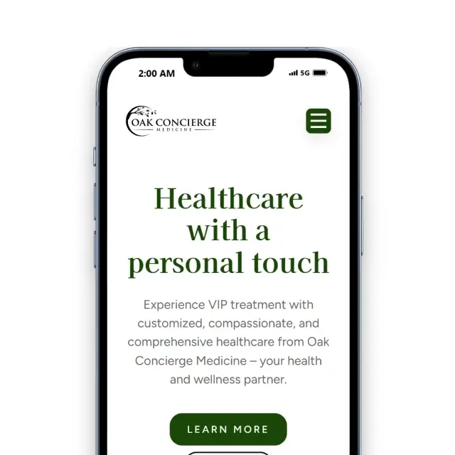 Oak Concierge Medicine mobile view