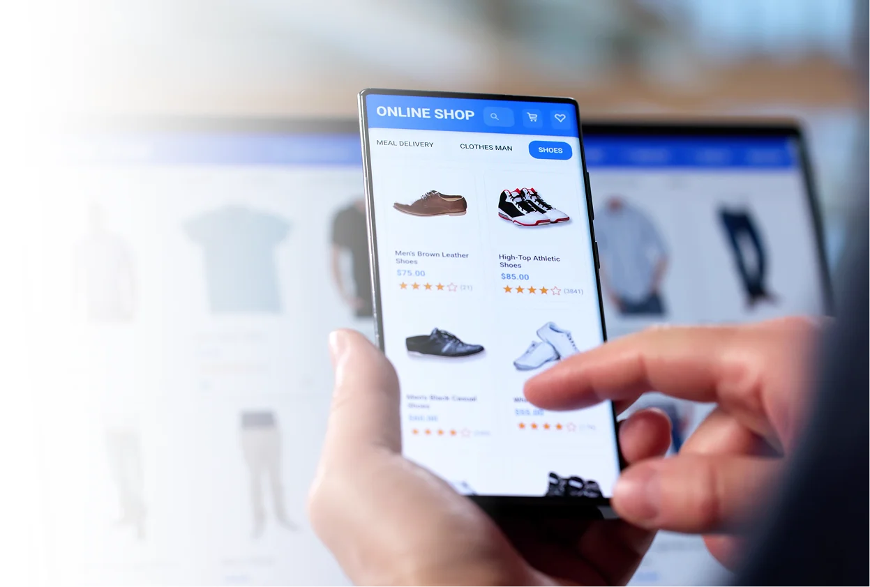 Online shopping on a mobile phone