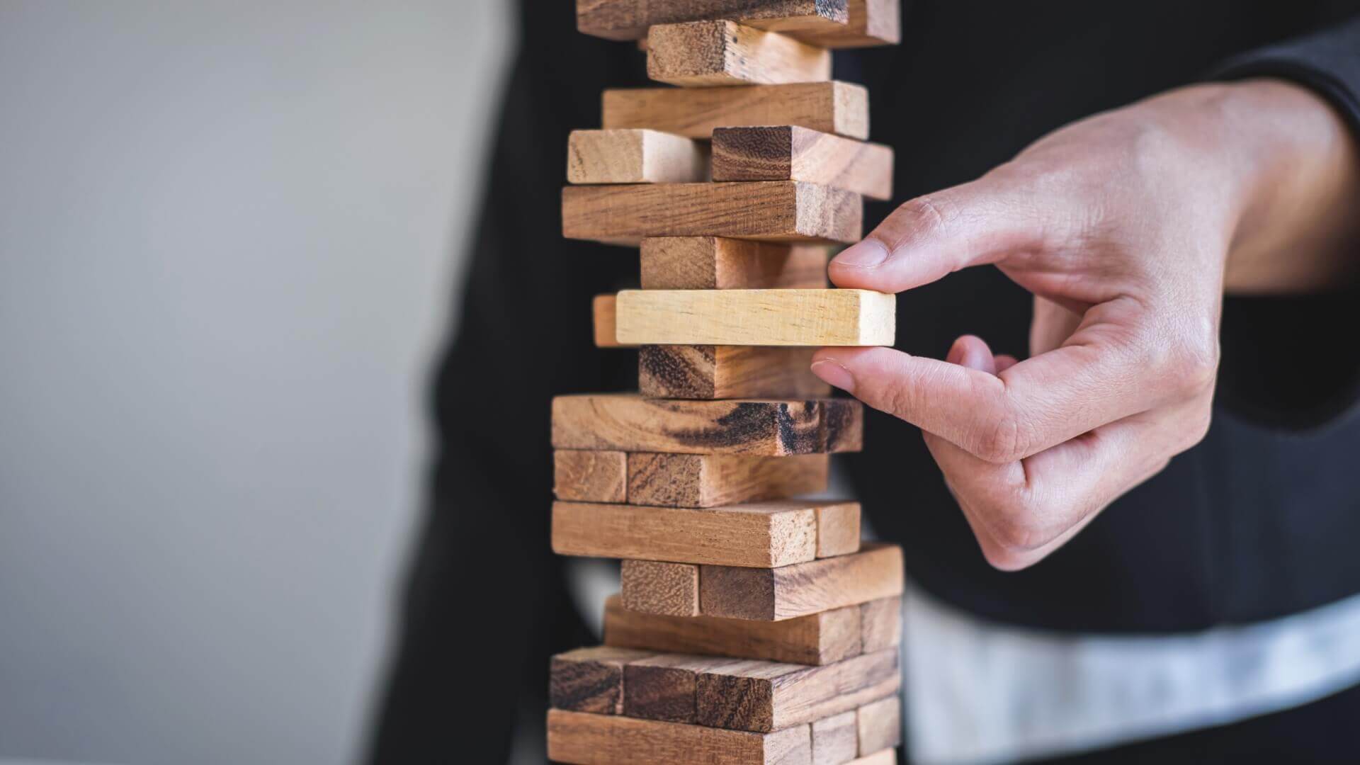 Playing of blocks of woods