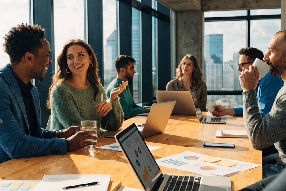 Professional business consultants in an office meeting
