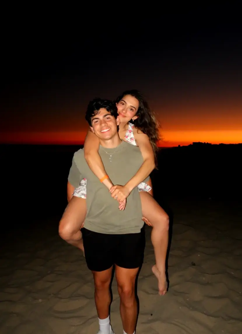 Sebastian with her girlfriend at the beach