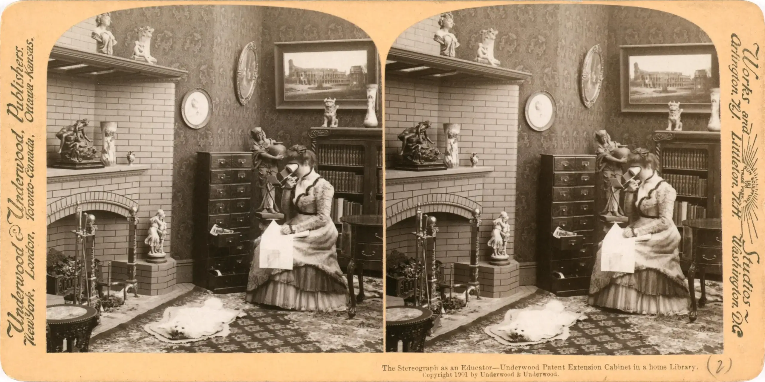 Stereo card of a stereoscope in use (1901) (Source: Wikipedia)