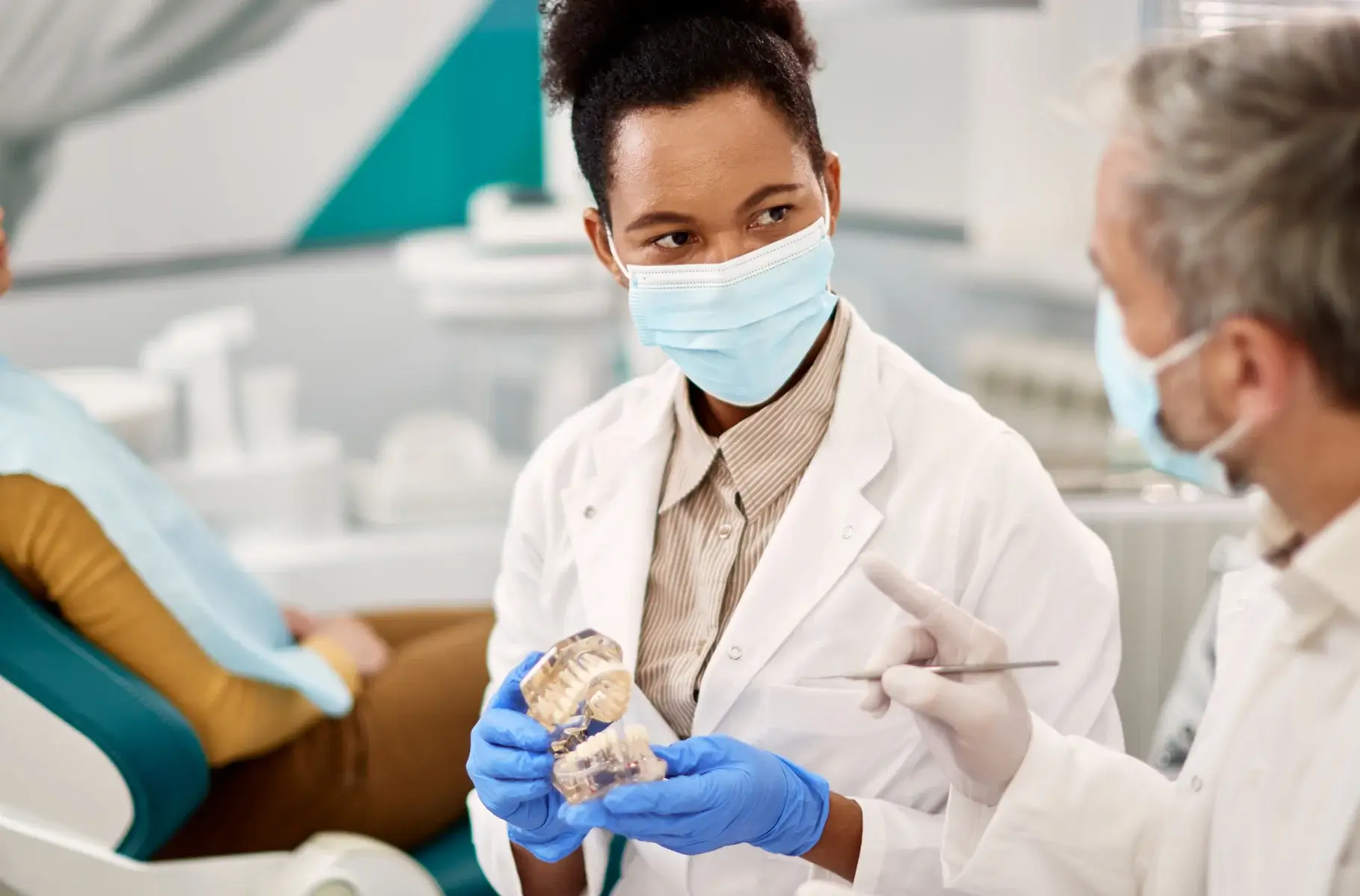 Two dentists talking to each other