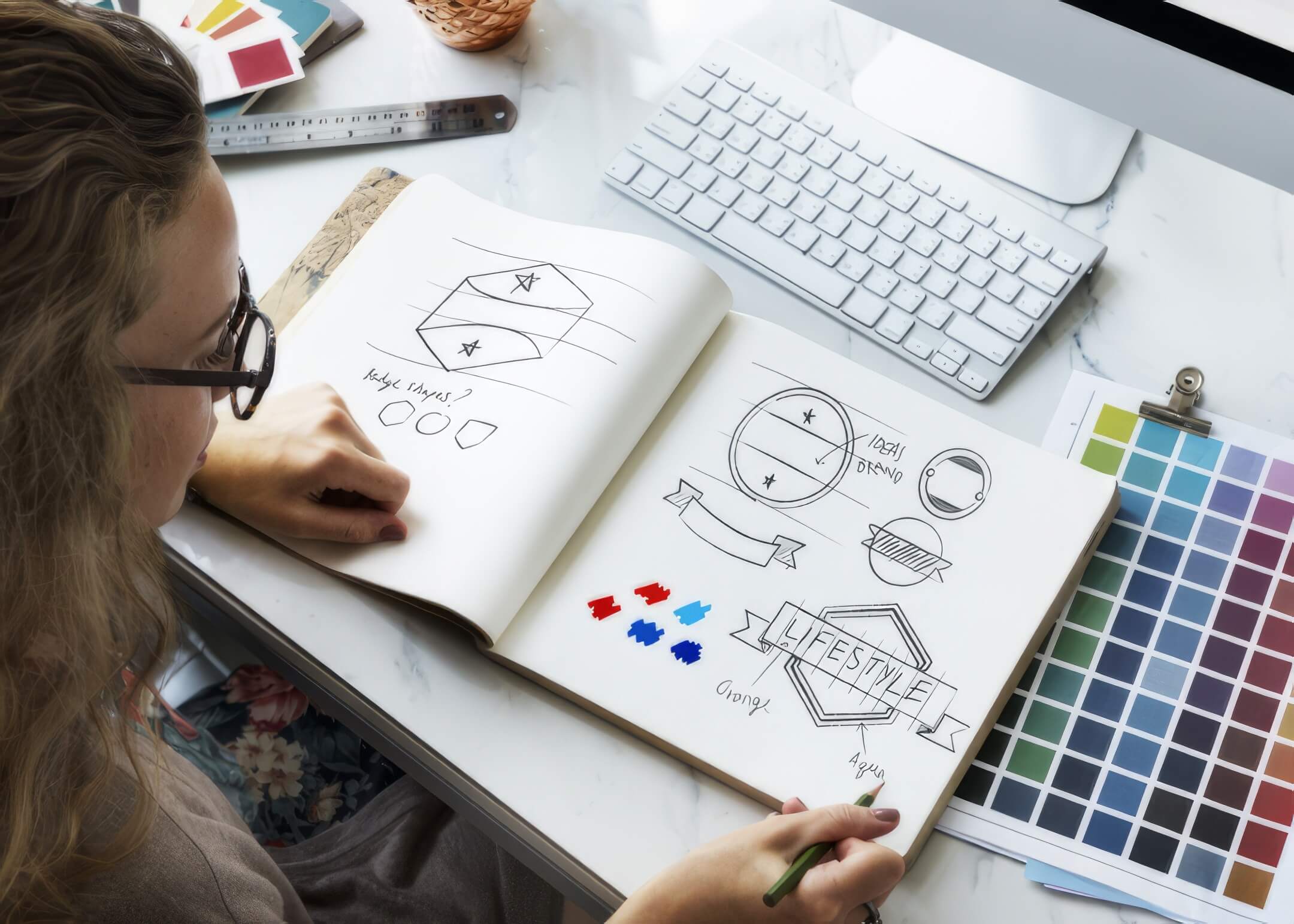 Women creating logo