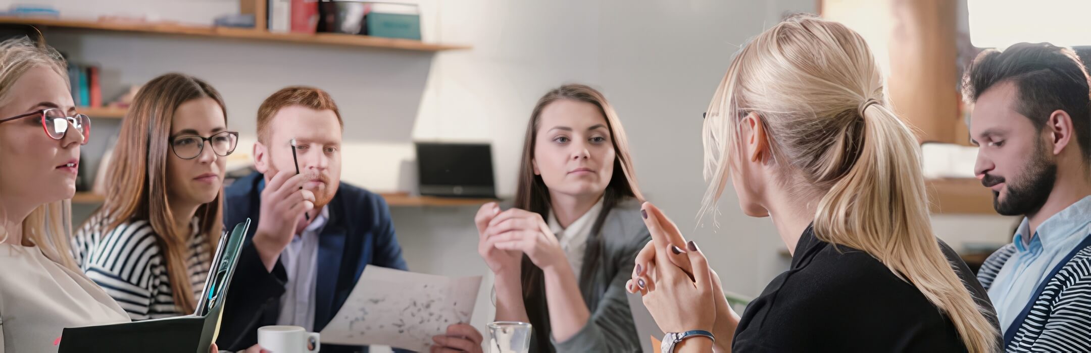 woman holding an office meeting