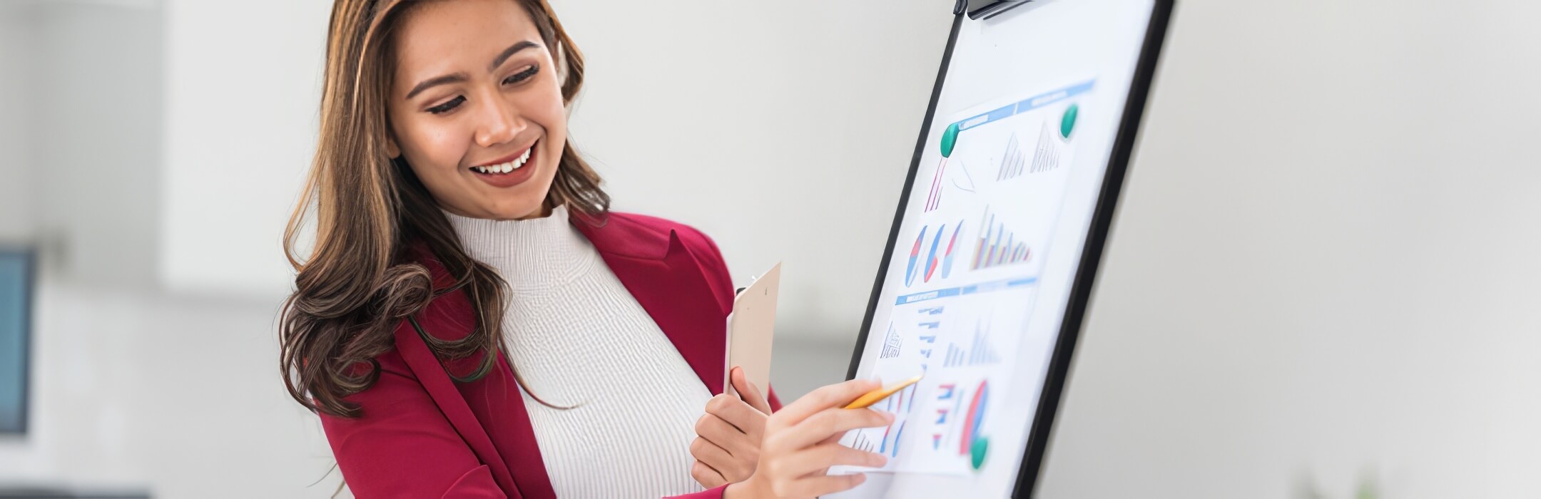 woman explaining a chart