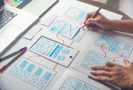 Wireframing blue pen