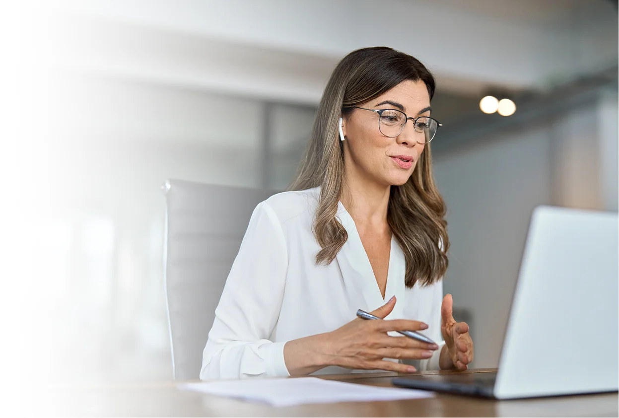 Woman on a video call using a laptop