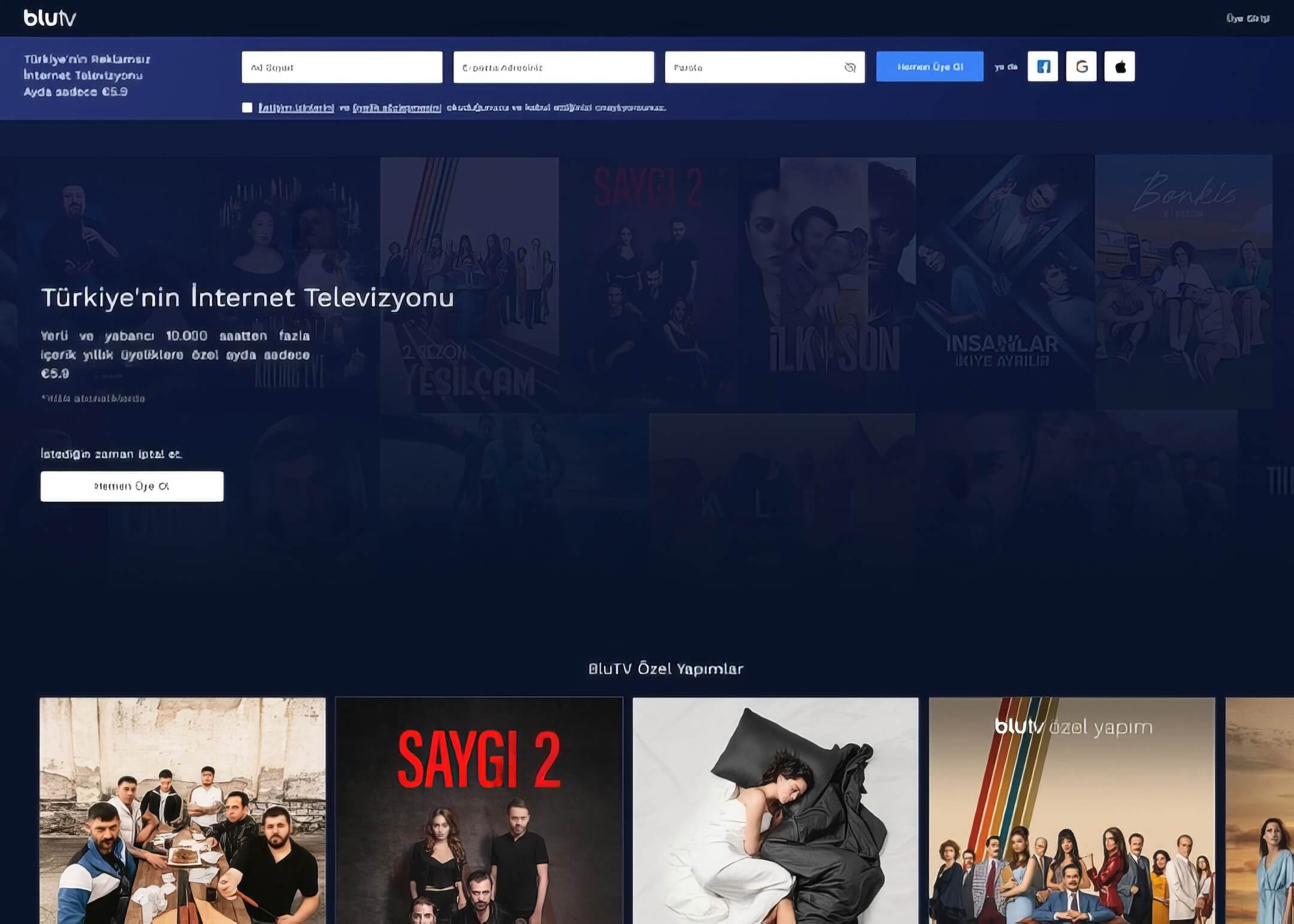 blutv homepage screen