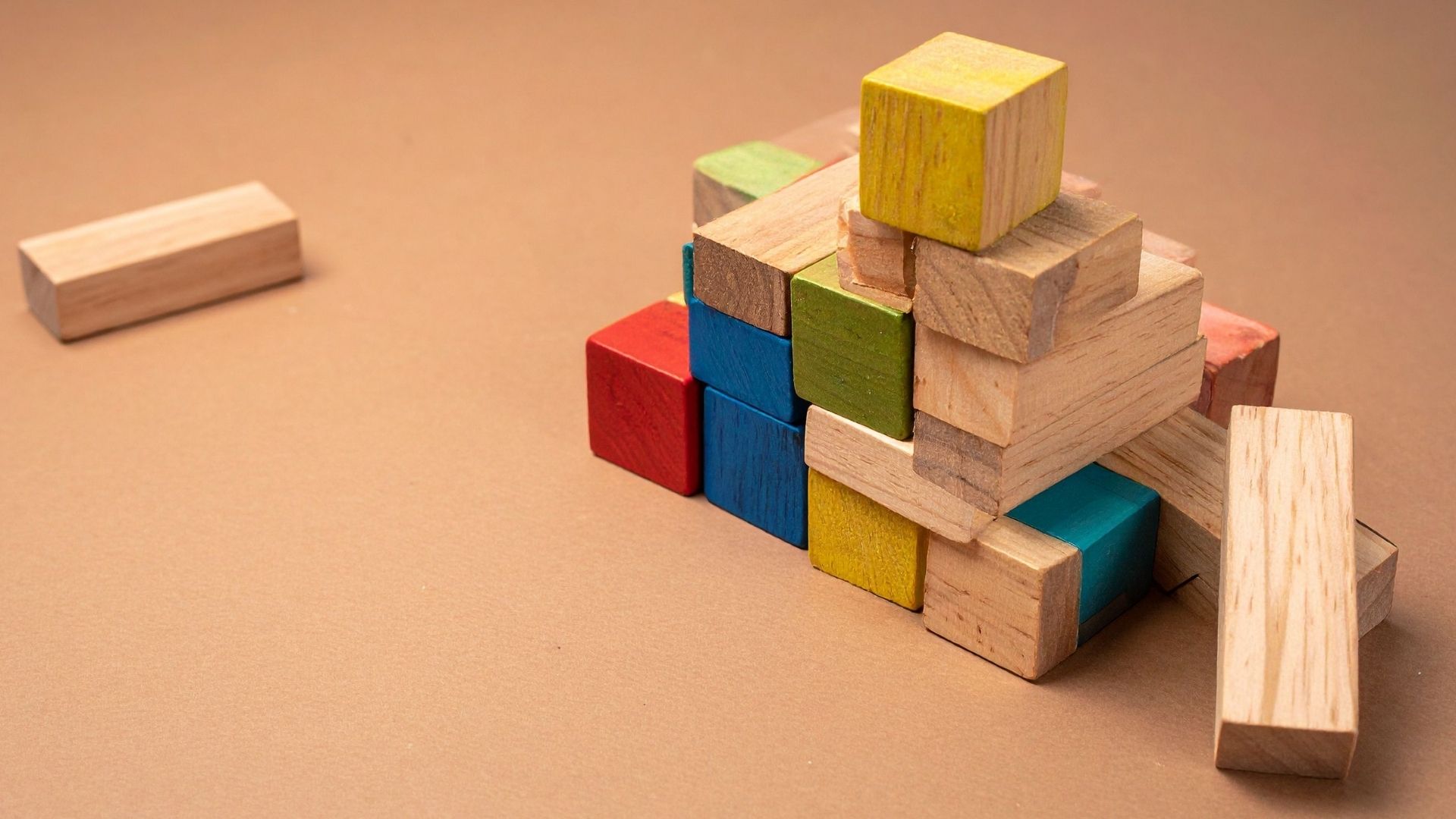 building blocks made of wooden bricks