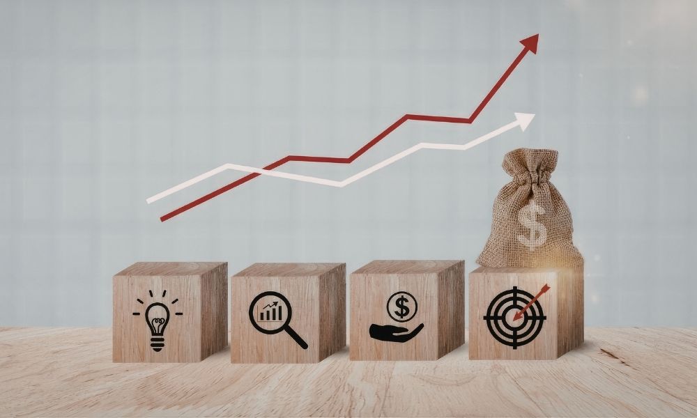 business growth concept with wooden blocks