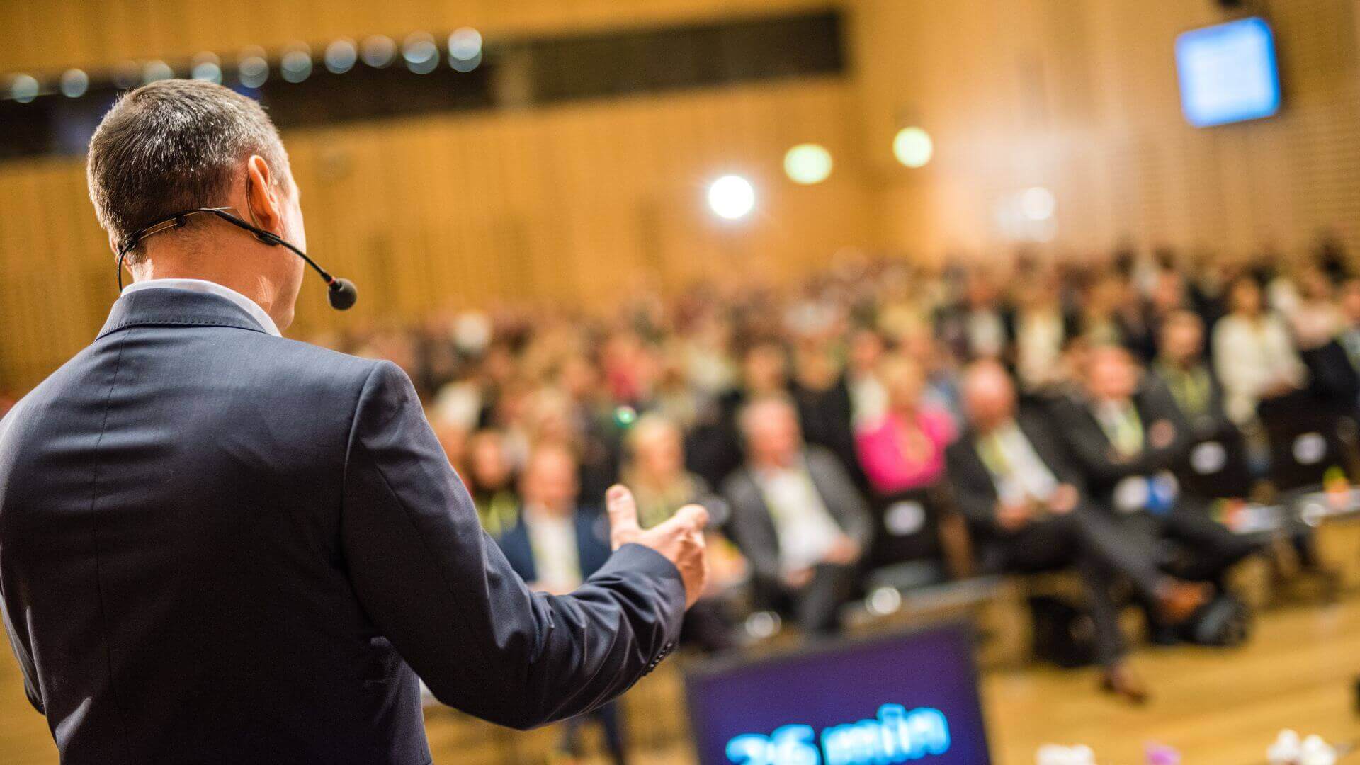 business man performing a seminar