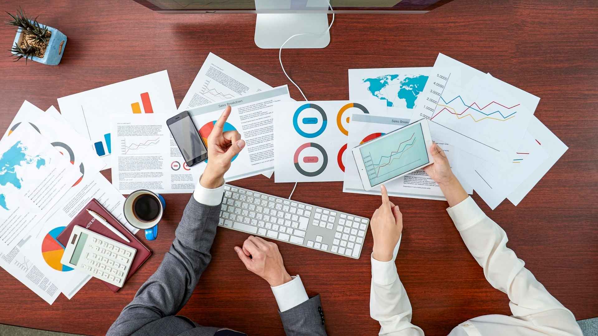 business meeting involving data analysis and discussion