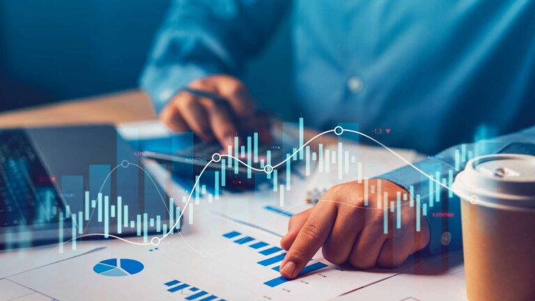 businessman analyzing financial growth