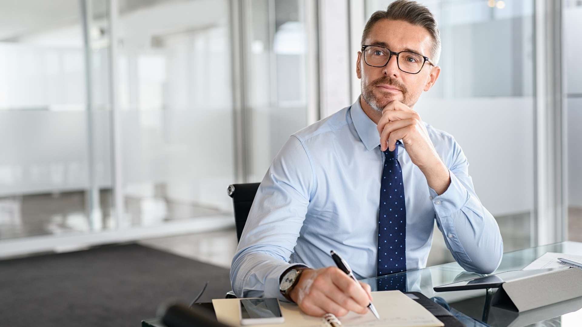 businessman thinking at work
