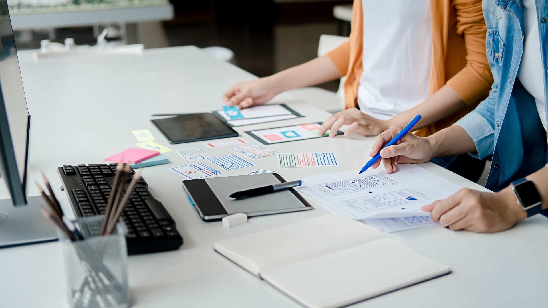 creative web designer developing template layout
