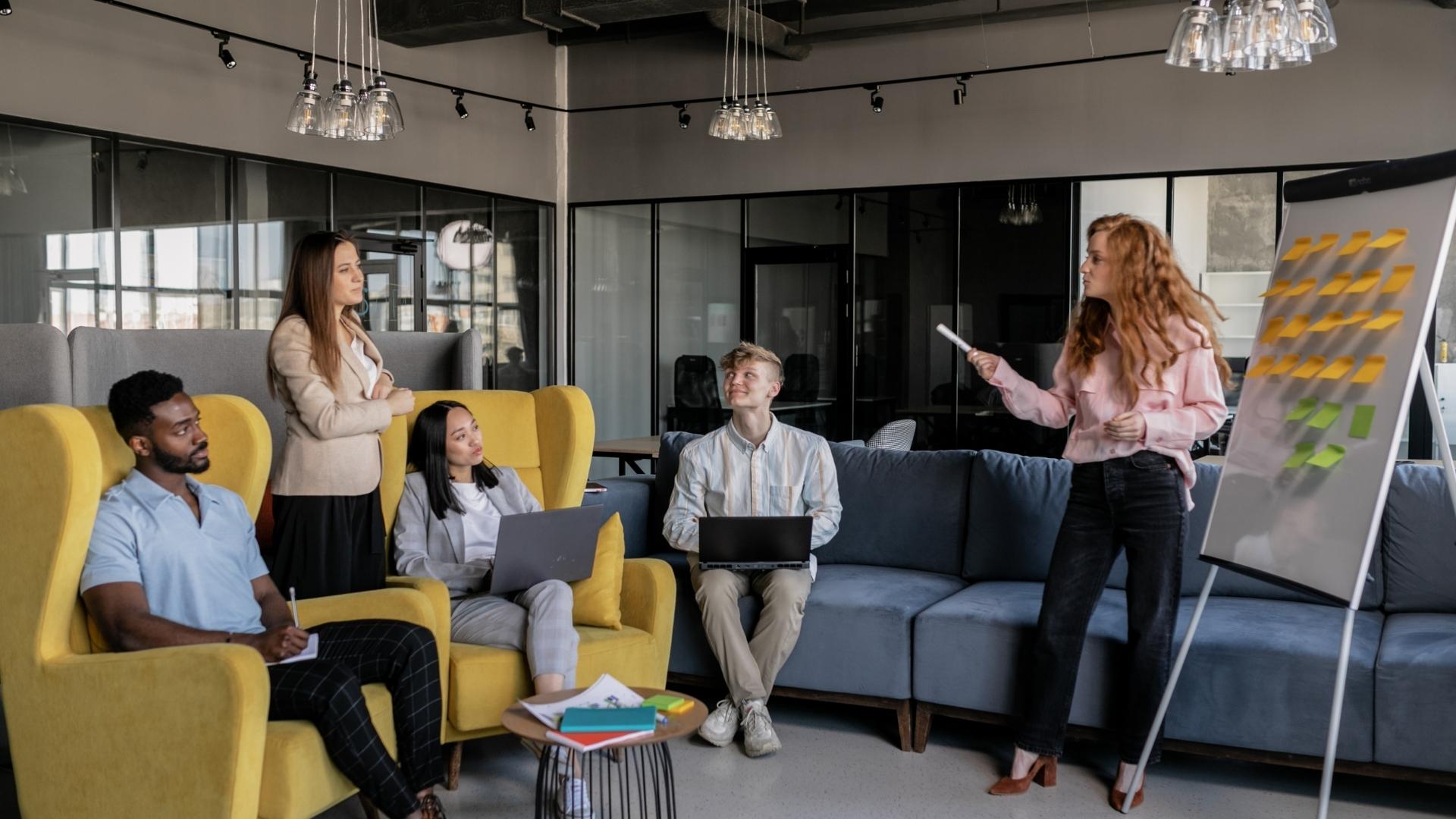 creatives having discussion about a website