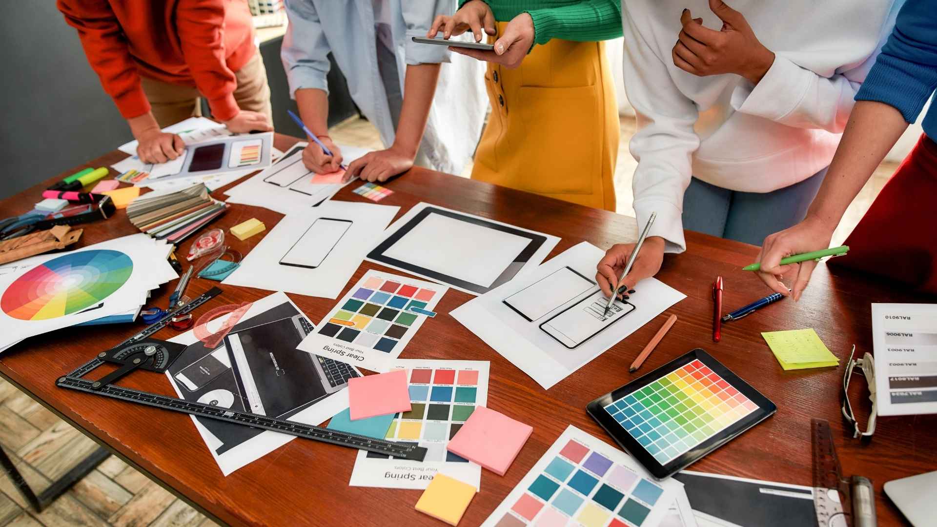 design agency picking new colors for the mobile app