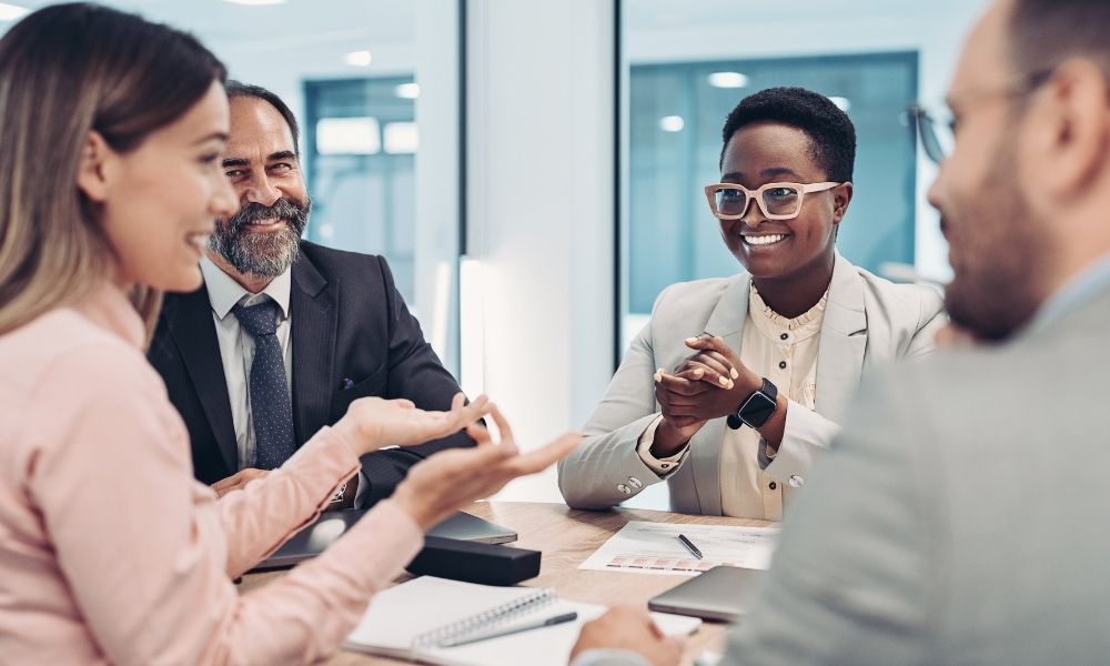 diverse business people talking in the meeting room
