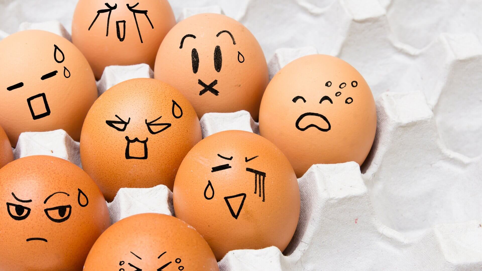 eggs drawn with different emotions