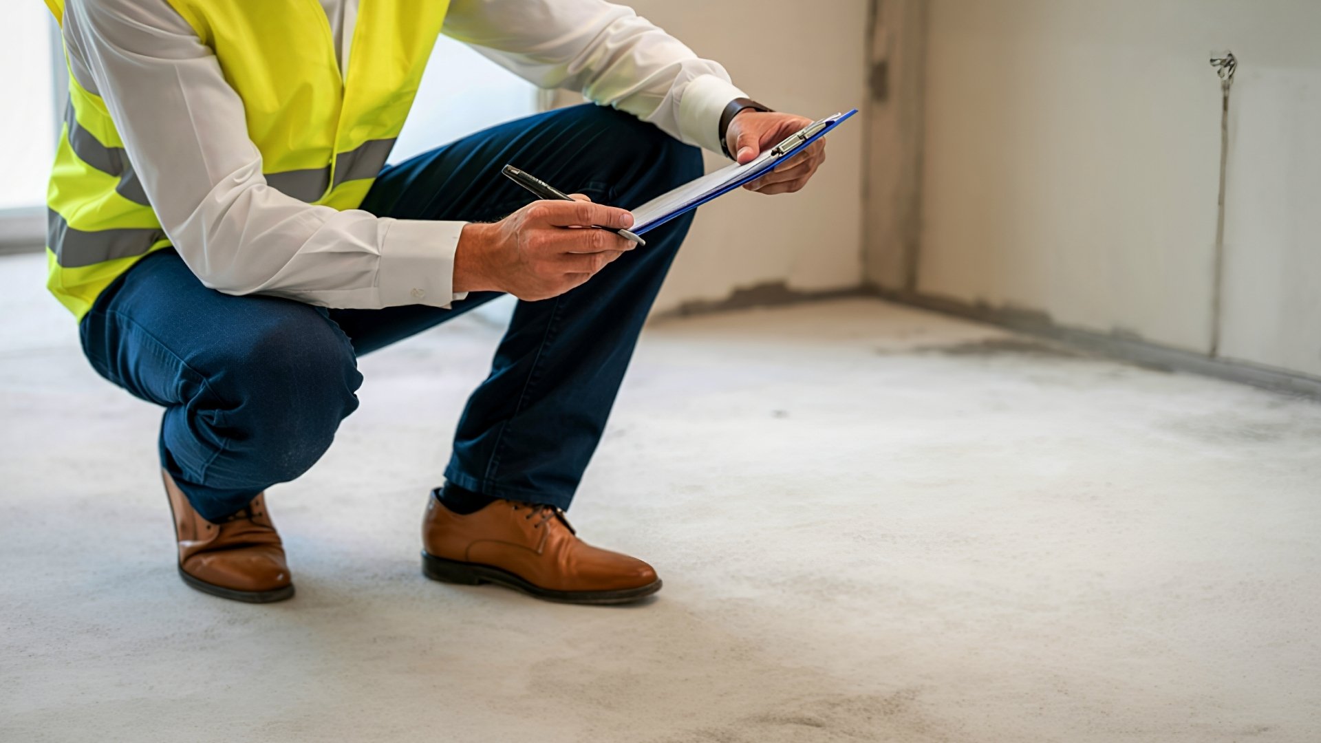 engineer checking the floor for inspection