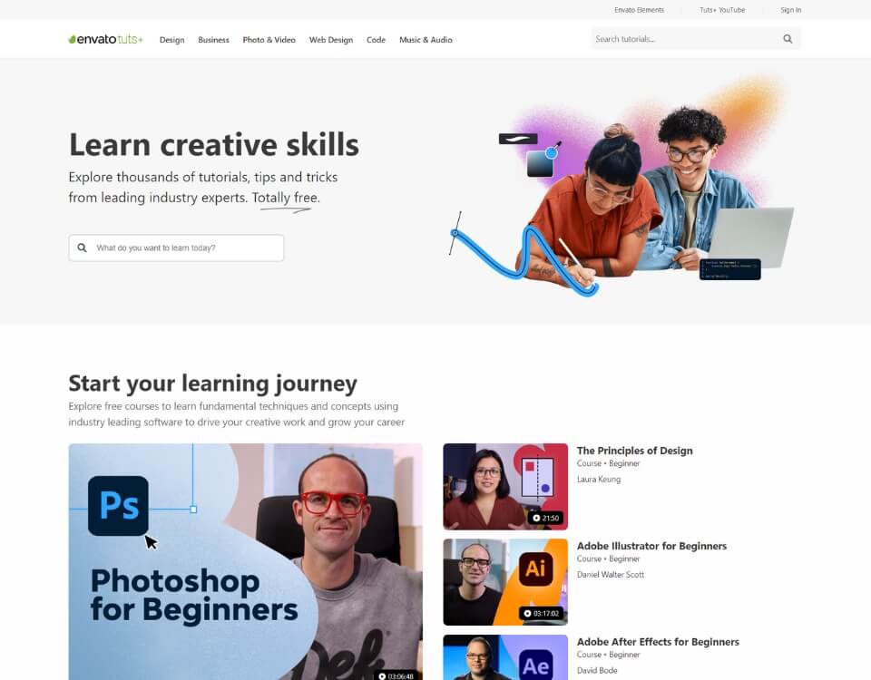 envato tuts homepage