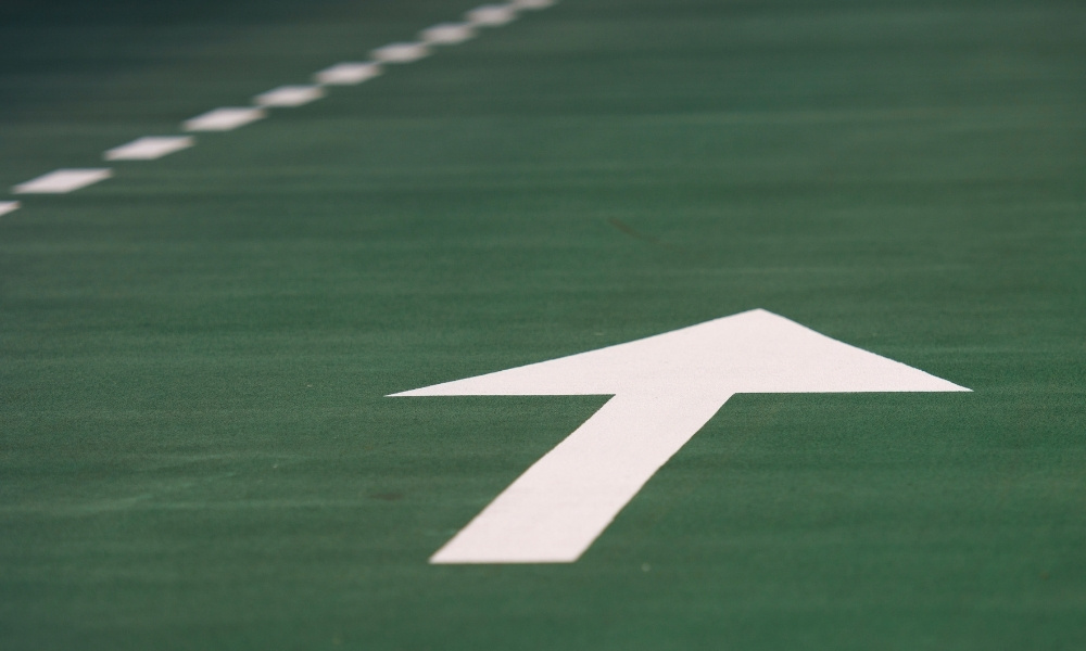 floor with a painted arrow symbol