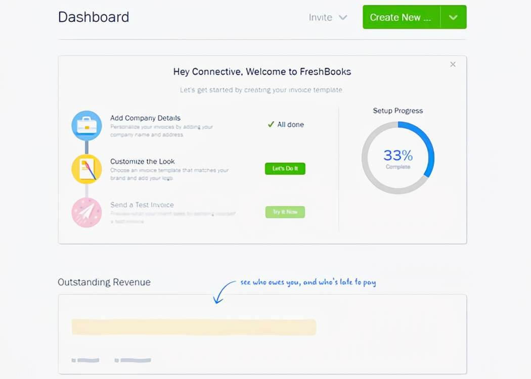 freshbooks dashboard