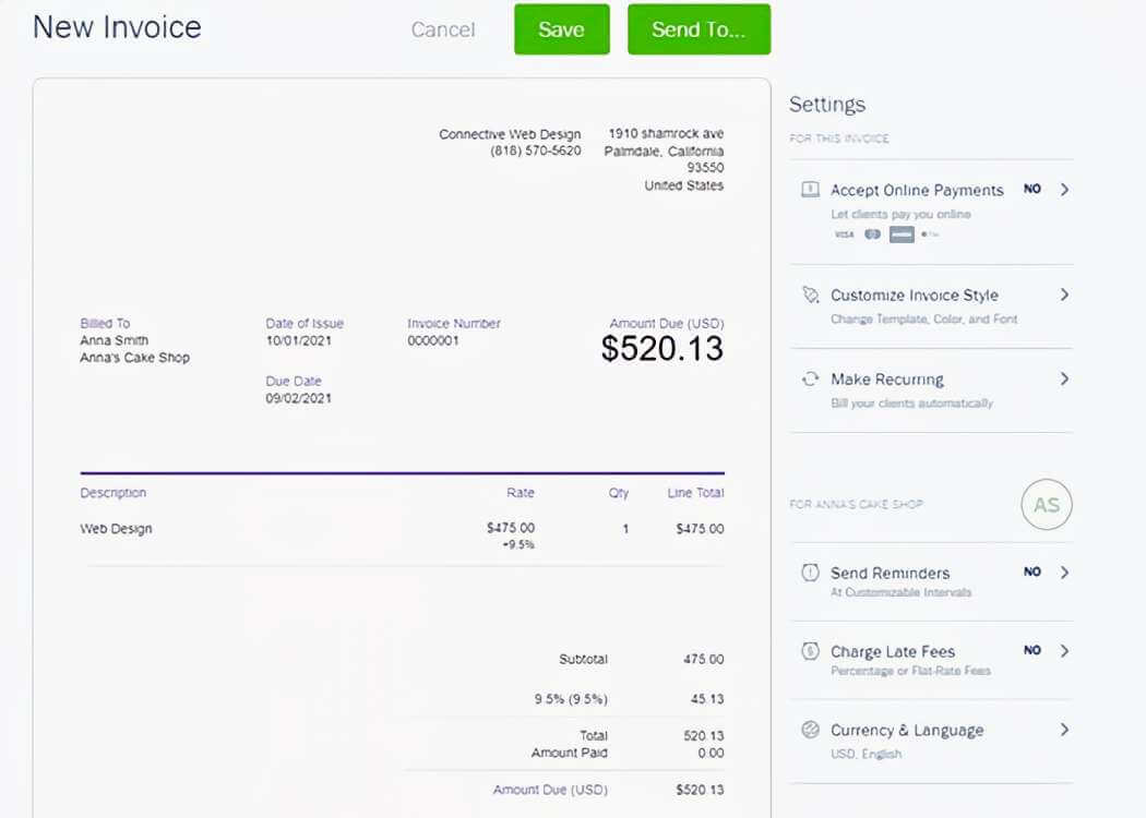 freshbook invoice