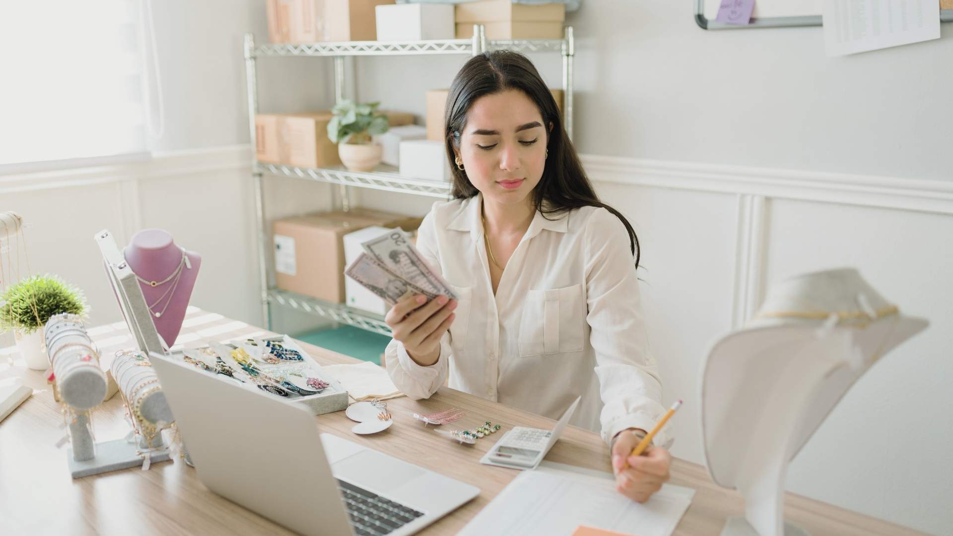 lady making money on web advertisements using her laptop