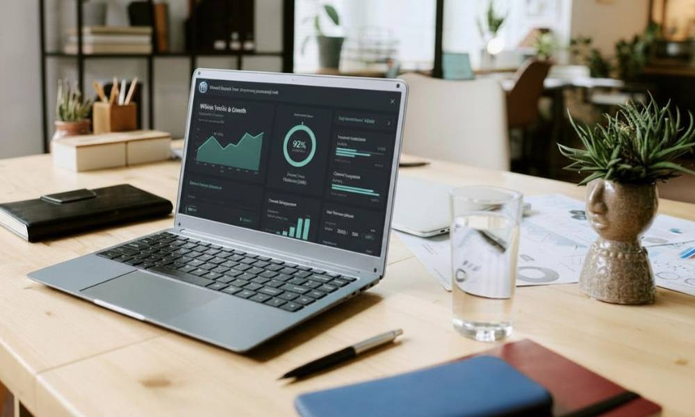 laptop showing WP performance dashboard