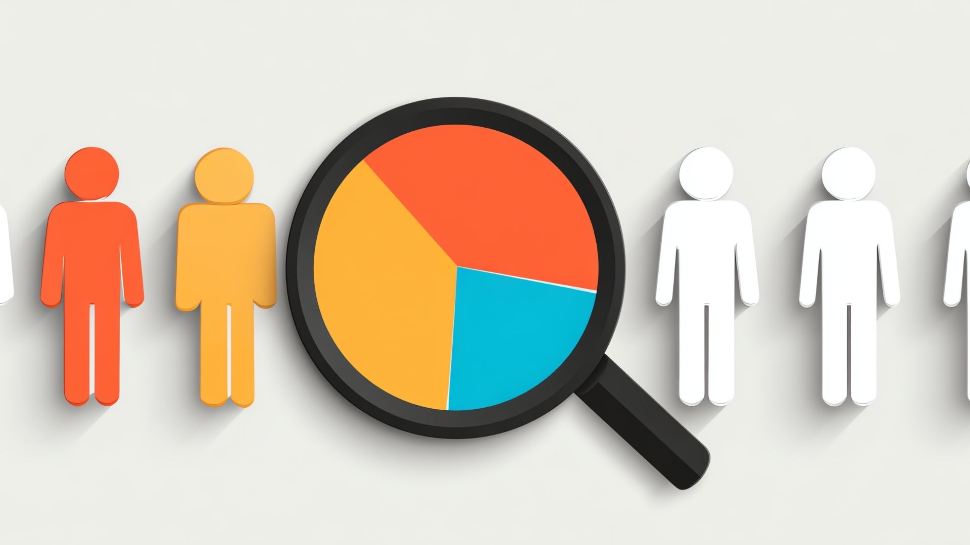 magnifying glass looking at pie chart